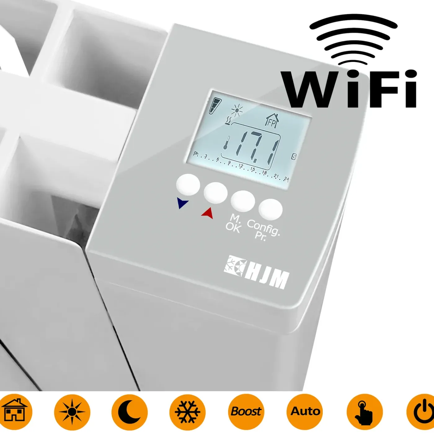 HJM Irina II 1500W vloeistof traagheidradiator Wifi horizontal wit