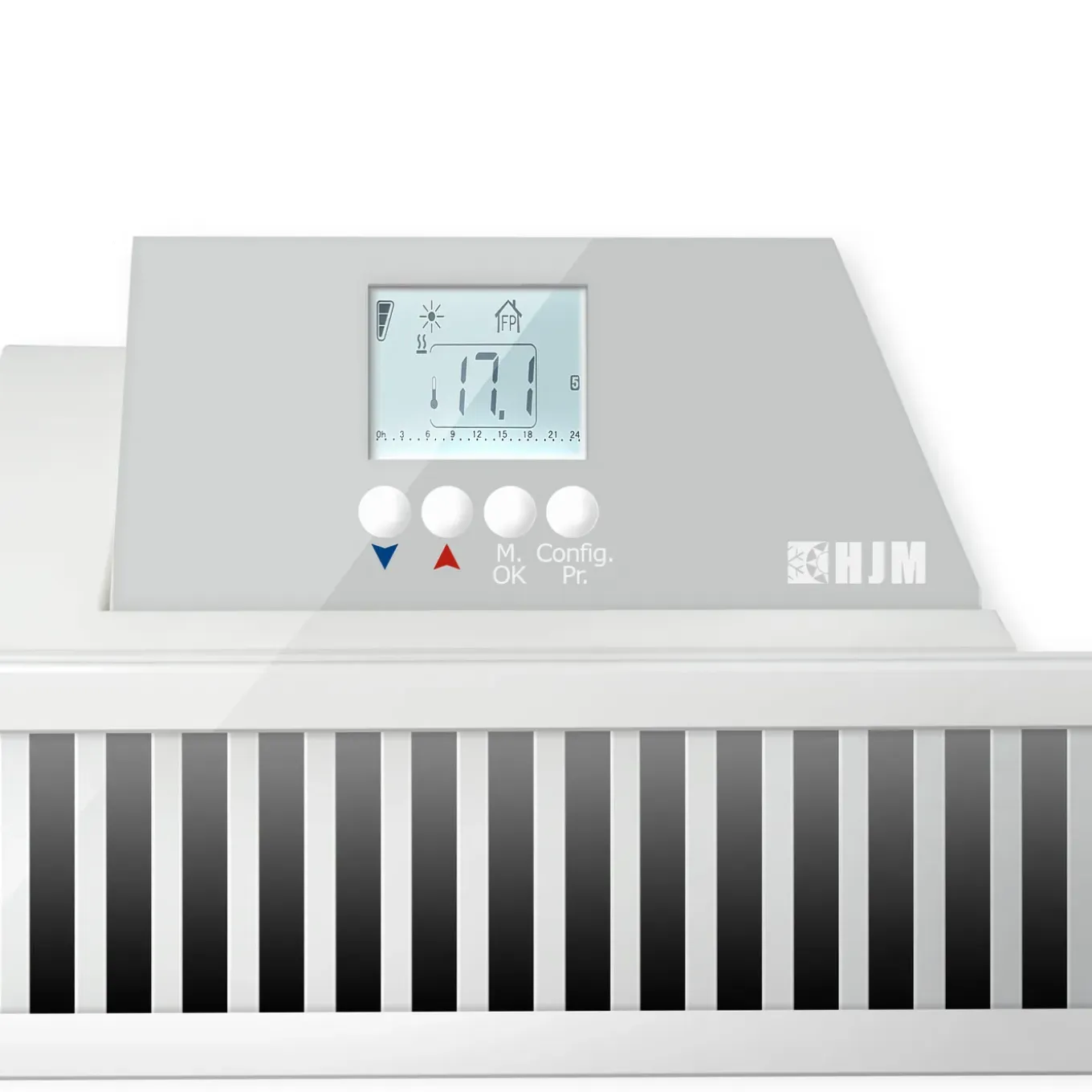 HJM Spring gietijzeren traagheidradiator met Wifi 1500W horizontaal wit