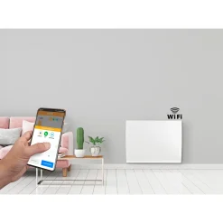 HJM Spring gietijzeren traagheidradiator met Wifi 1500W horizontaal wit