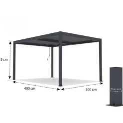 Habitat et Jardin H&j - Pergola Terrasoverkapping Zonwering 3 X 4 M Verstelbaar Aluminium Met Led Verlichting -windso