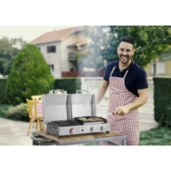 Habitat et Jardin H&j - Plancha Gasbarbecue En Plancha -flamo - 3 Branders - Grijs