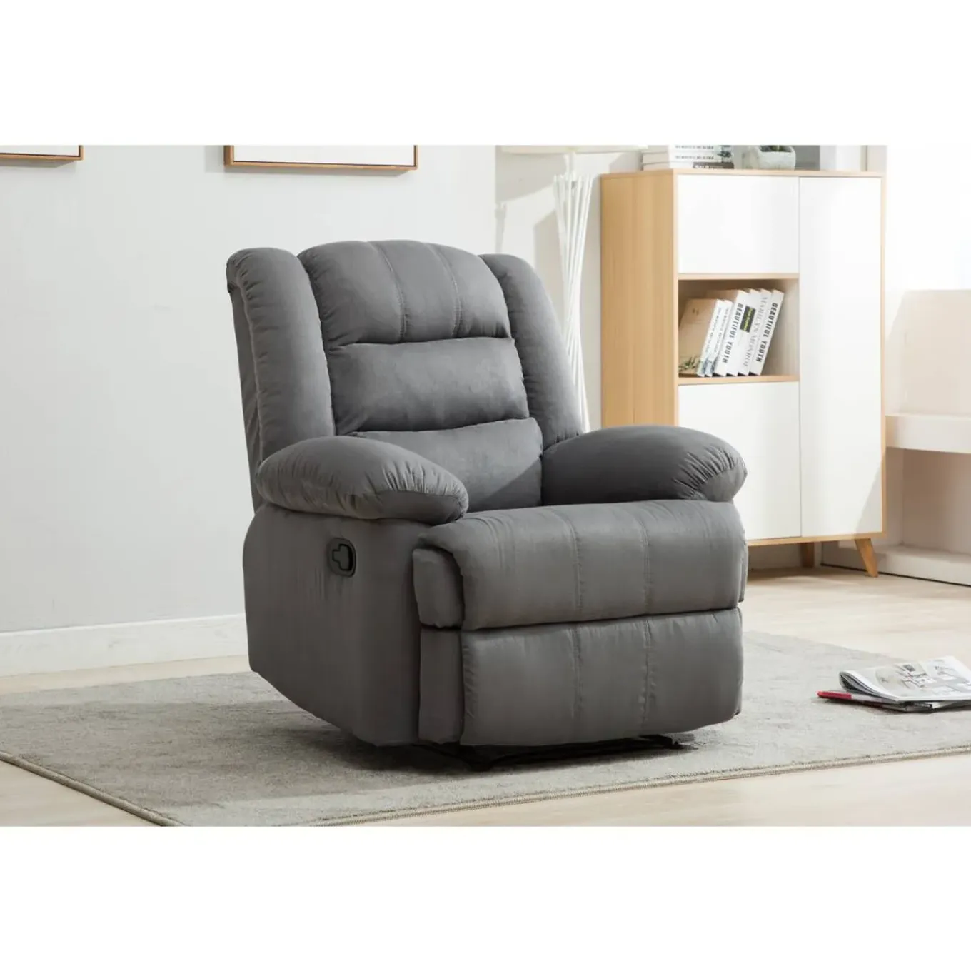 H&j - Relaxfauteuil Relaxstoel Verstelbaar -buckingham - 85 X 93 X 100 Cm - Grijs Lichtgrijs