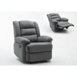 H&j - Relaxfauteuil Relaxstoel Verstelbaar -buckingham - 85 X 93 X 100 Cm - Grijs Lichtgrijs