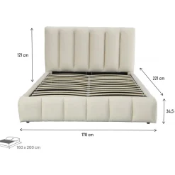 H&j - Tweepersoonsbed Met Opbergruimte Bed 160 X 200 Cm -annie - Beige - Lichtbruin
