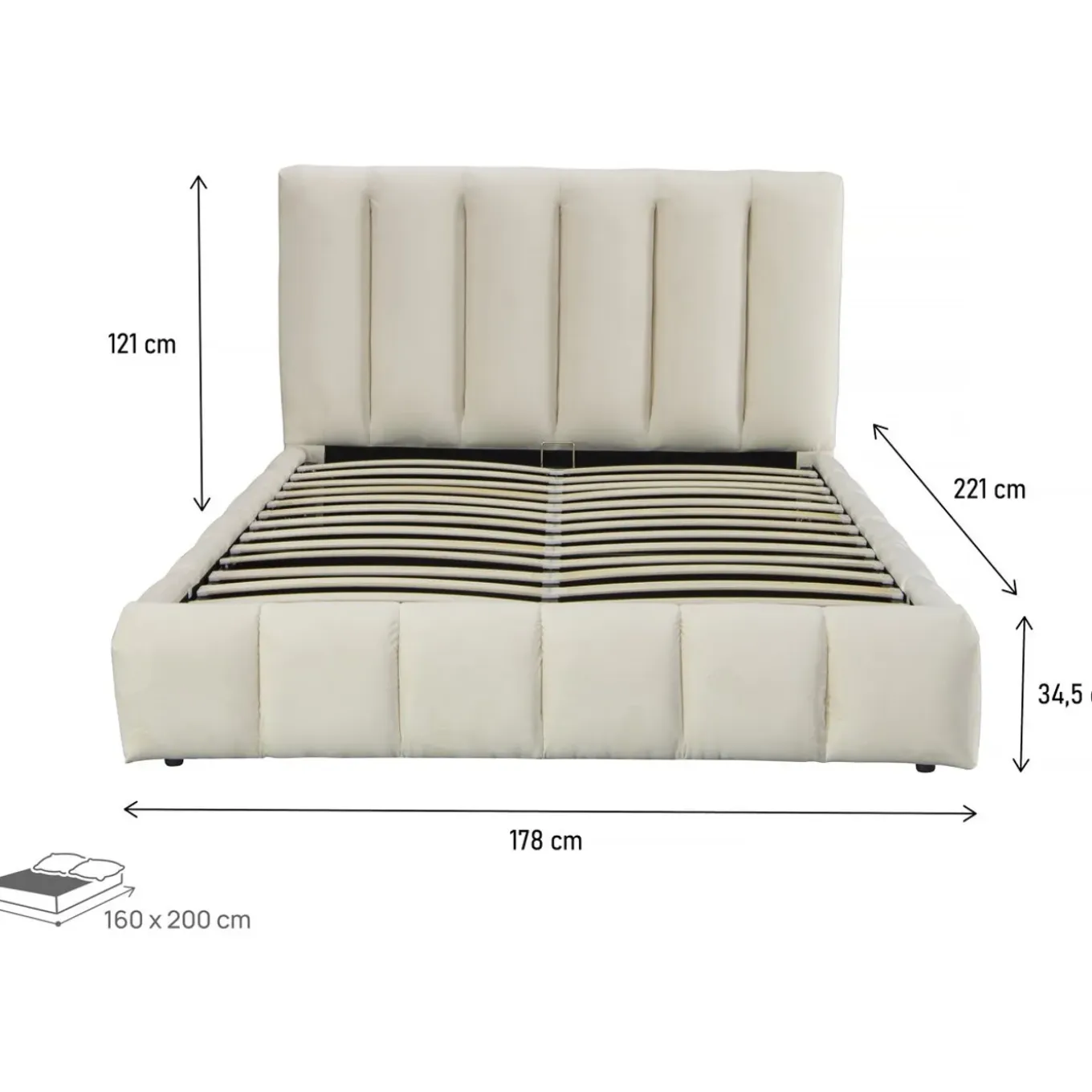 H&j - Tweepersoonsbed Met Opbergruimte Bed 160 X 200 Cm -annie - Beige - Lichtbruin