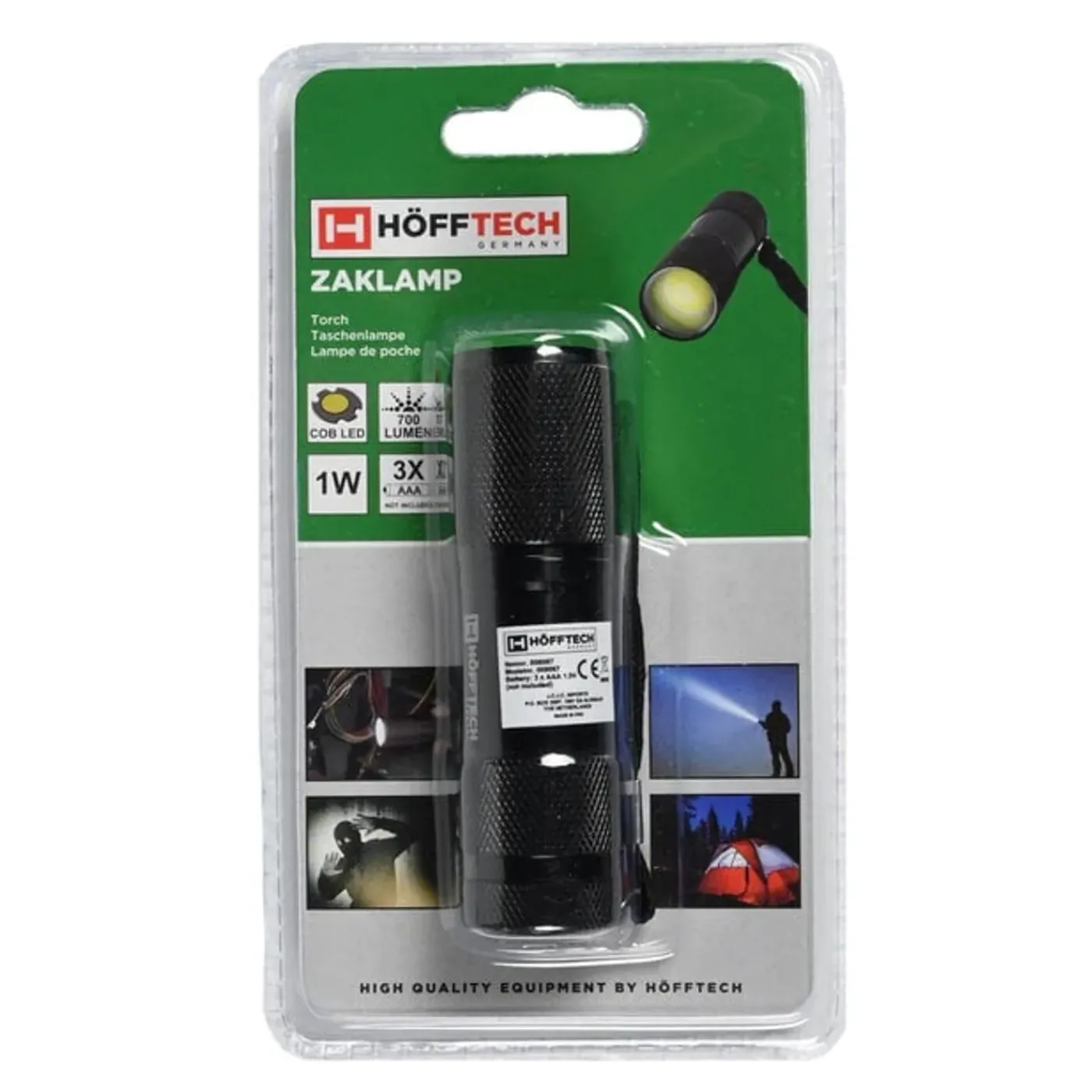 Höfftech Hofftech Zaklamp 1w Cob Zwart