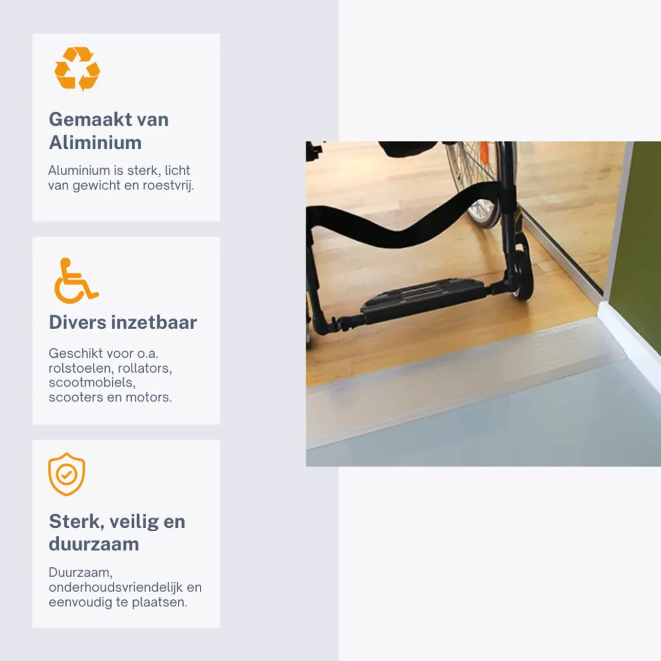 Homecare Innovation - Drempelvervanger - Metaal - 3 X 175 X 1000 Mm - Aluminium