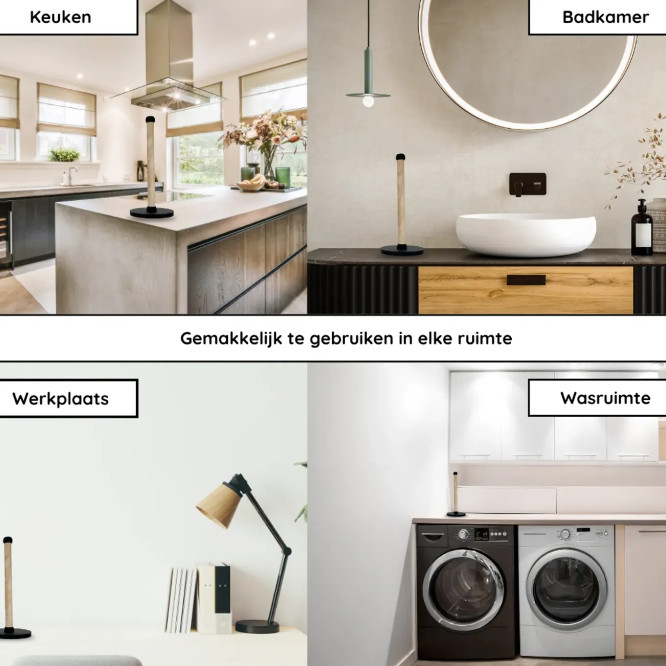Home 3d - Keukenrolhouder Basic - Beukenhout - Zwart