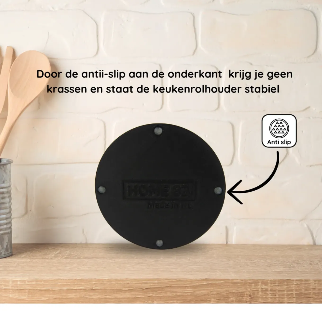 Home 3d - Keukenrolhouder Basic - Beukenhout - Zwart
