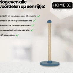 Home 3d - Keukenrolhouder Basic - Beukenhout - Blauw