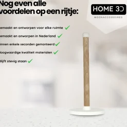 Home 3D - Keukenrolhouder Basic - Beukenhout - Wit