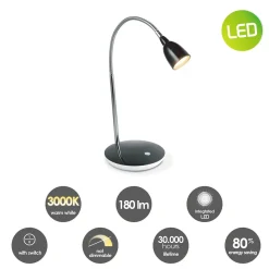 Home Sweet Home bureaulamp Flexy zwart 2,5W