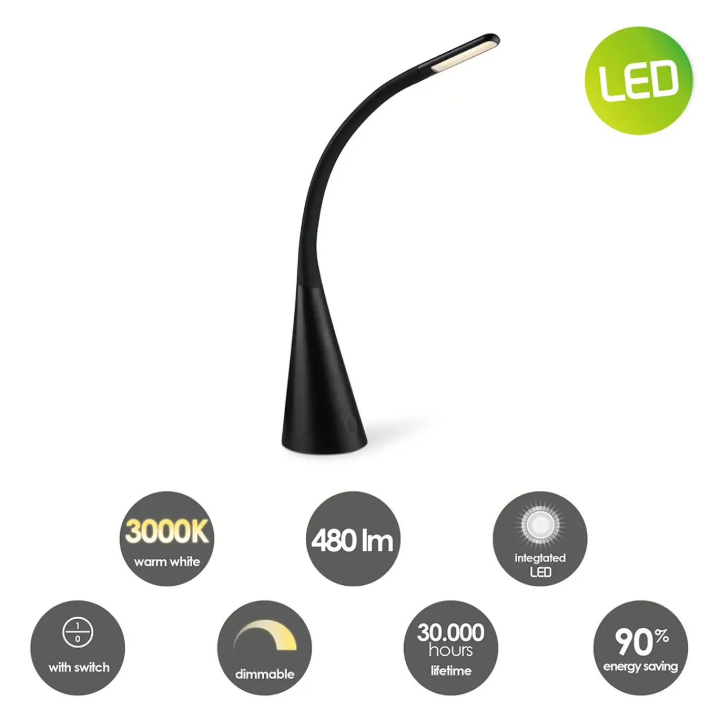 Home Sweet Home bureaulamp Touch zwart 4W
