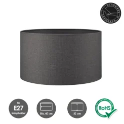 Home Sweet Home Lampenkap Canvas Antraciet - B:40xd:40xh:22cm