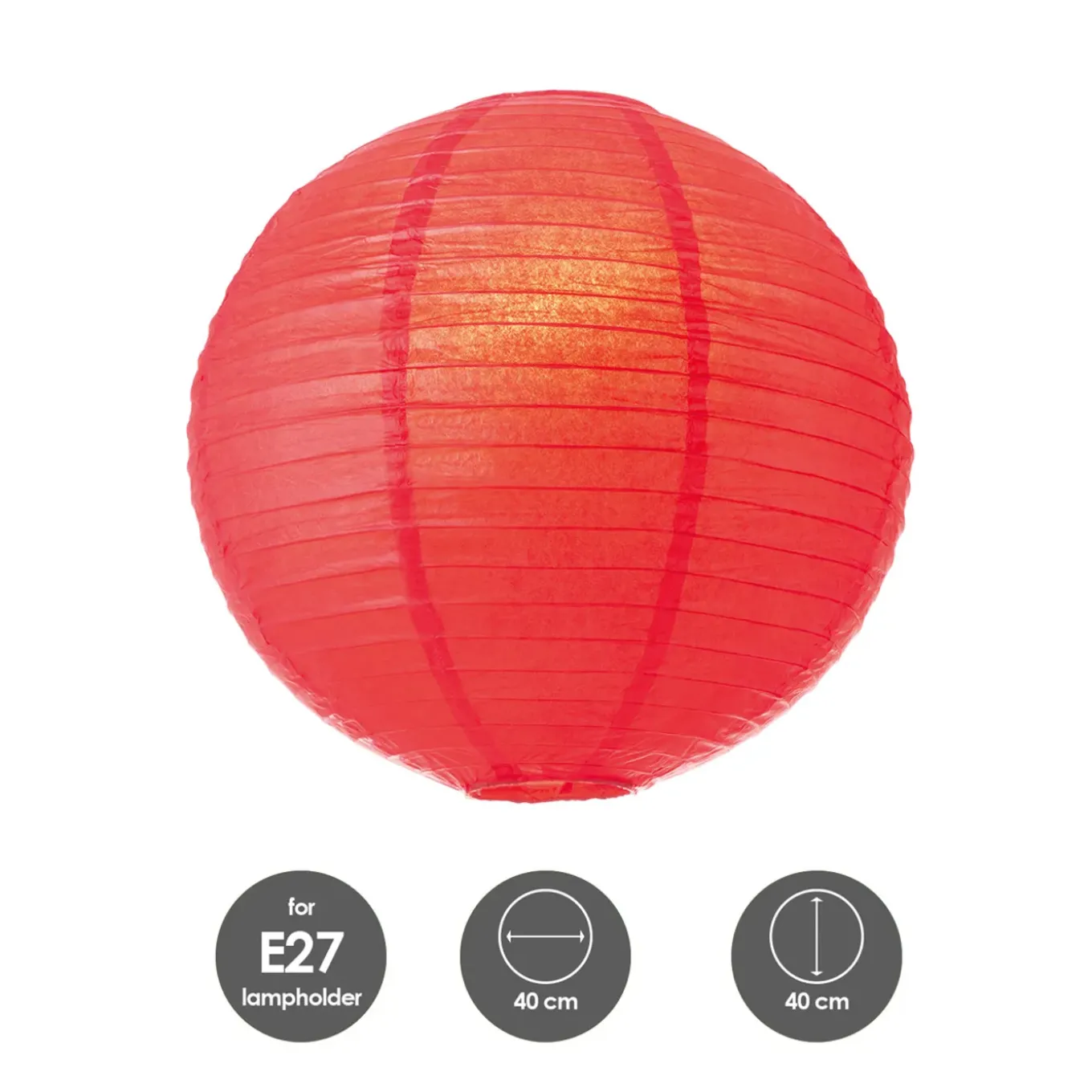 Home Sweet Home Lampenkap Lampion - Papier - Rood - D40cm - H40cm - E27