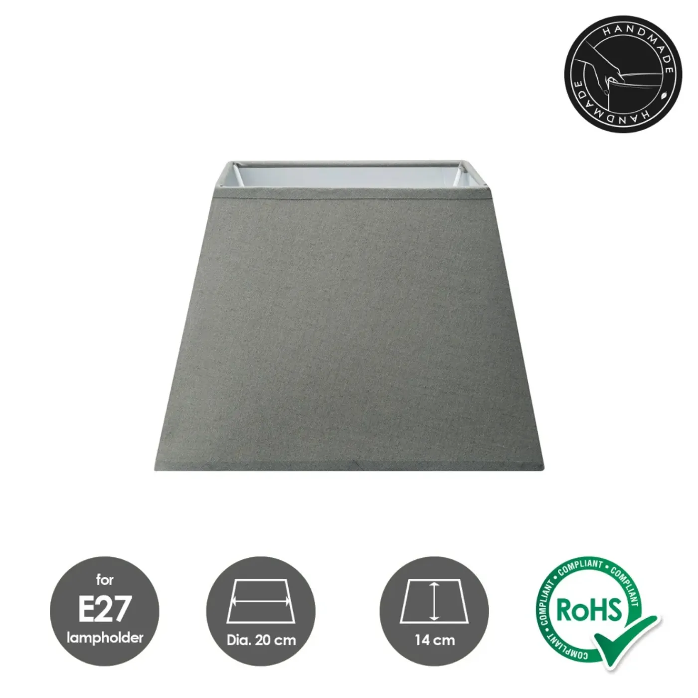Home Sweet Home Stoffen Lampenkap Dark Grey - 20 X 20 X 14 Cm