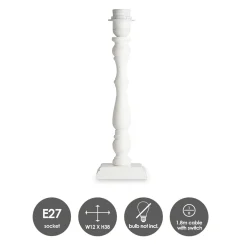 Home Sweet Home Tafellamp Voet Woodi 12/12/38cm - Wit