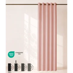 HOOMstyle Kant en Klaar Gordijn Amber - Verduisterend - Met Ringen - 140x270cm - Roze / Licht Roze