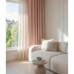 HOOMstyle Kant en Klaar Gordijn Amber - Verduisterend - Met Ringen - 140x270cm - Roze / Licht Roze