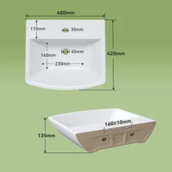 Horow - Badkamer Waskom - Keramiek Serie - Wit - 48x42x13 Cm