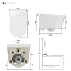 HOROW Douche Wc Japans Toilet - Randloos Wandtoilet Met Bidet & Geurafzuiging - Wit