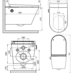 Horow Douche Wc - Randloos Japans Toilet - Lady Douche - Softclose - Wit