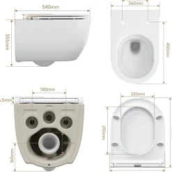 Horow Hangtoilet - Randloos - Diepspoel - Keramiek - Vuilafstotend - Wit