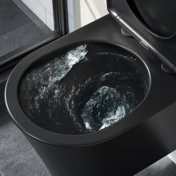 HOROW Hangtoilet Randloos - Keramiek - Rond - Mat Zwart - Softclose Wc-bril
