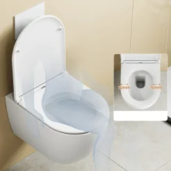 HOROW Hangtoilet - Softclose Toiletbril - Randloos Diepspoel - Glans Wit - Wc Pot - 36x53x36.5cm