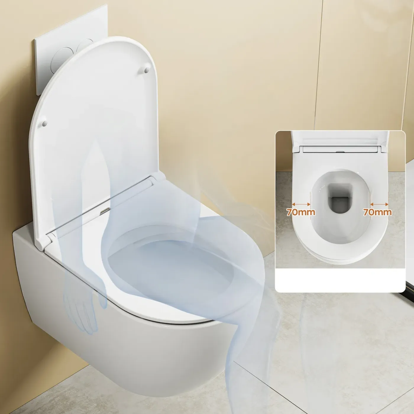 HOROW Hangtoilet - Softclose Toiletbril - Randloos Diepspoel - Glans Wit - Wc Pot - 36x53x36.5cm