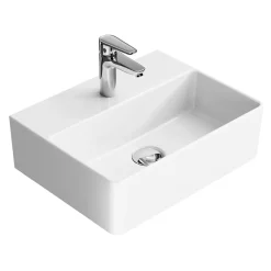 HOROW Keramische Wastafel Wandmontage Glans Wit 39x30 Cm - Toiletfontein - Badkamer