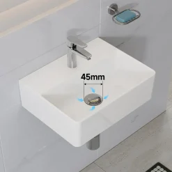 HOROW Keramische Wastafel Wandmontage Glans Wit 39x30 Cm - Toiletfontein - Badkamer