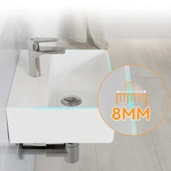 HOROW Keramische Wastafel Wandmontage Glans Wit 39x30 Cm - Toiletfontein - Badkamer