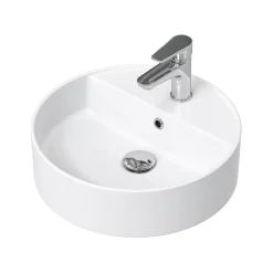 Horow Ronde Opzetwastafel - Keramiek - Dunne Rand - Wit Hoogglans - 42x42x14.5 Cm