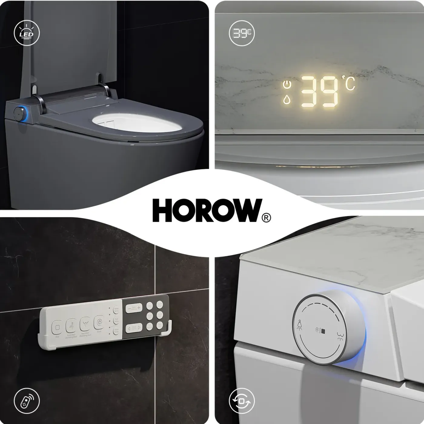 HOROW S70 Douche Wc - Japans Toilet - Randloos - Geurafzuiging - Softclose - Wit