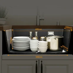 Horow Spoelbak Granieten 60×45 Cm - Zwart- Keukenspoelbak - Met Sifon