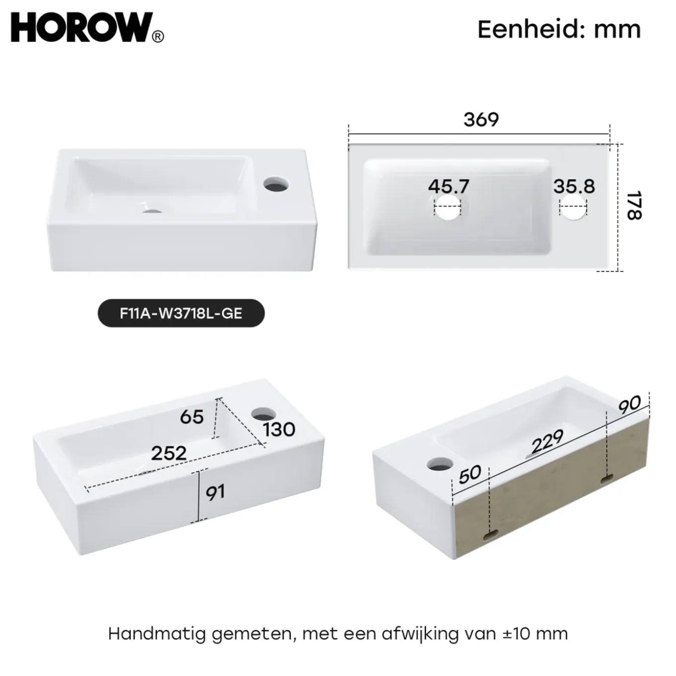 Horow-toiletfontein-wandmontage-keramiek-glans Wit-37x18x9 Cm-kleine Wastafel