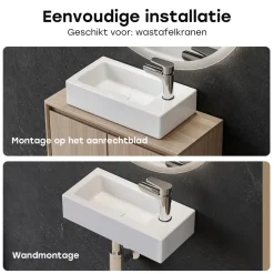 Horow-toiletfontein-wandmontage-keramiek-glans Wit-37x18x9 Cm-kleine Wastafel