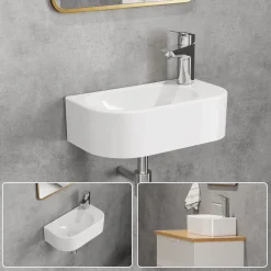 Horow Toiletfontein - Wandmontage - Keramiek - Gastentoilet - 40x22x11 Cm - Kraangat Rechts