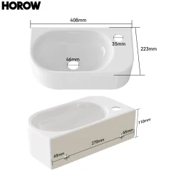 Horow Toiletfontein - Wandmontage - Keramiek - Gastentoilet - 40x22x11 Cm - Kraangat Rechts