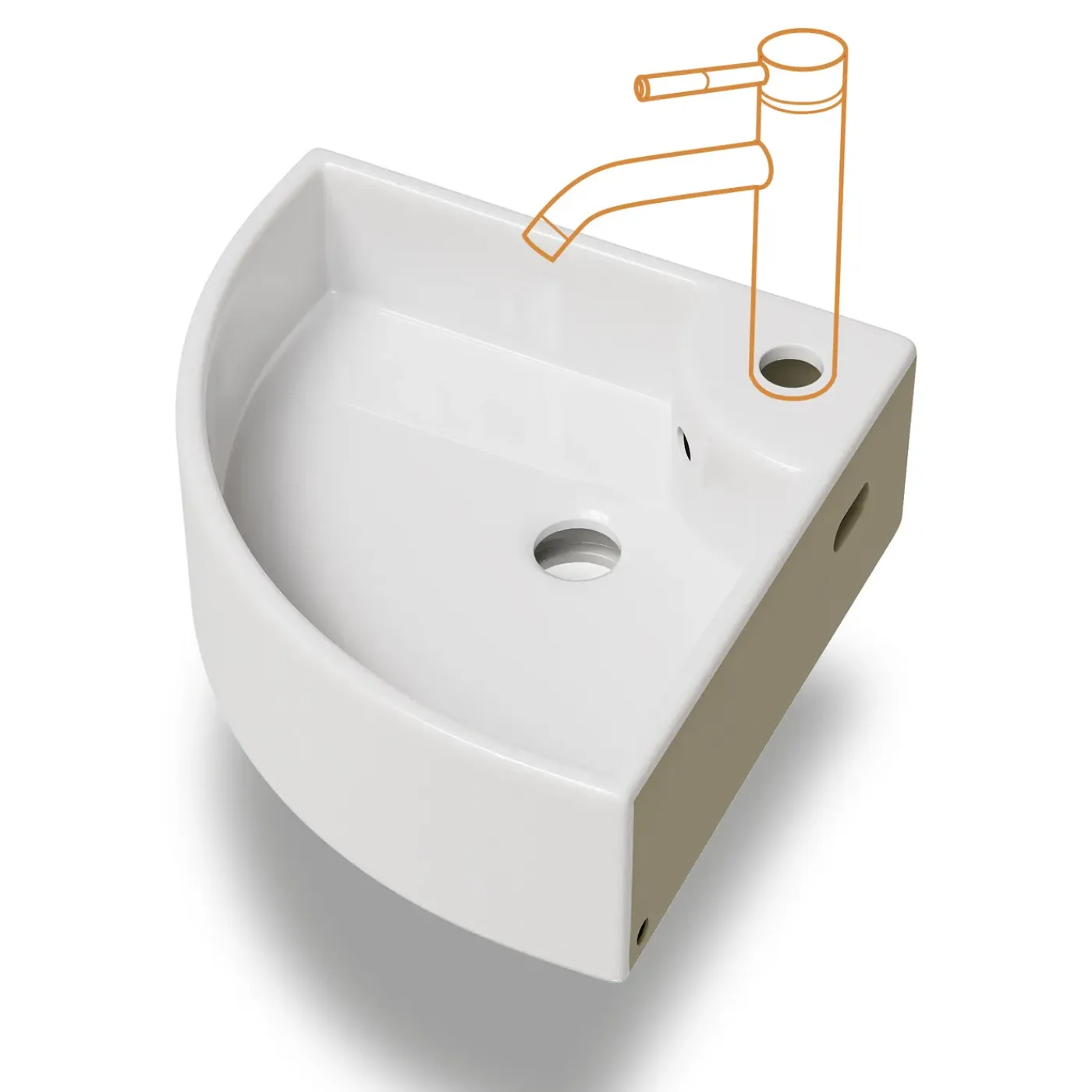 HOROW Toiletfontein - Wandmontage - Keramiek - 32x32 Cm - Glans Wit