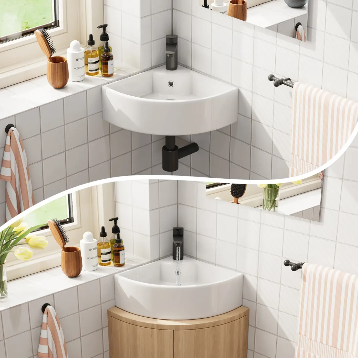 HOROW Toiletfontein - Wandmontage - Keramiek - 32x32 Cm - Glans Wit