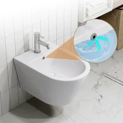 HROW Horow Wandbidet - Keramiek - Wit - Ruimtebesparend - 52,5 X 36,5 Cm