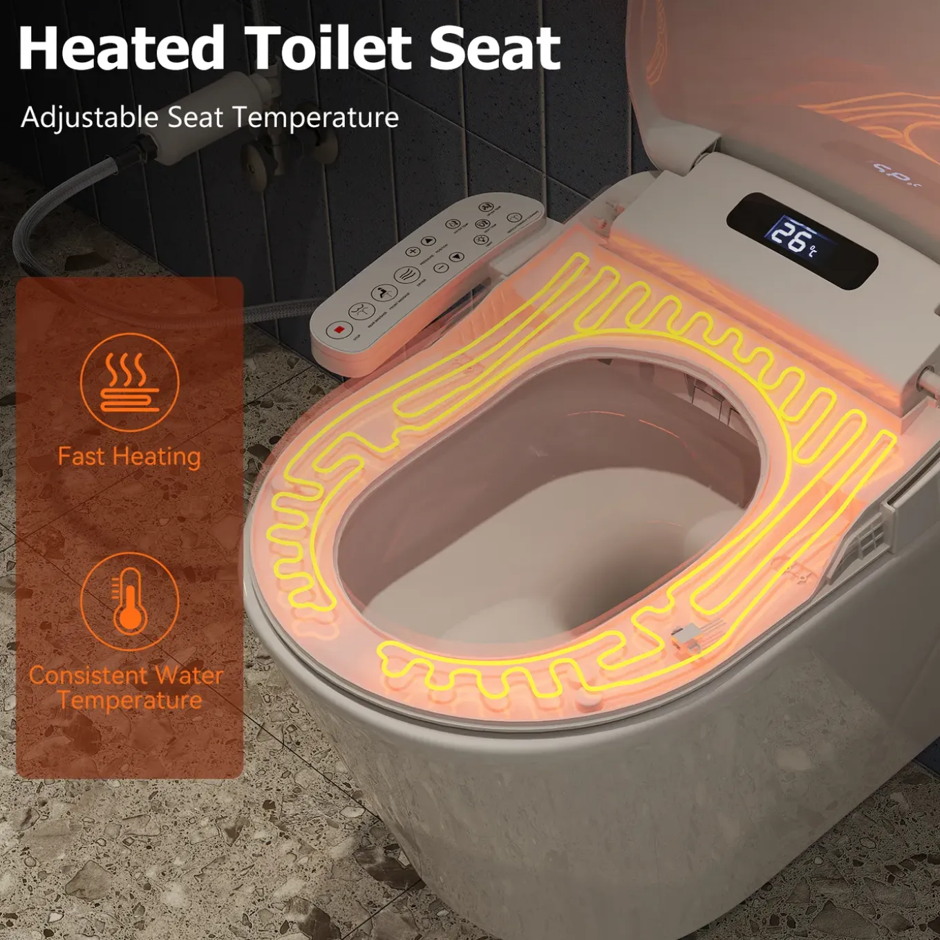 Horow - Wc-bril - Bidet - Afstandsbediening - Föhn - Sproeier - Extra Stevig