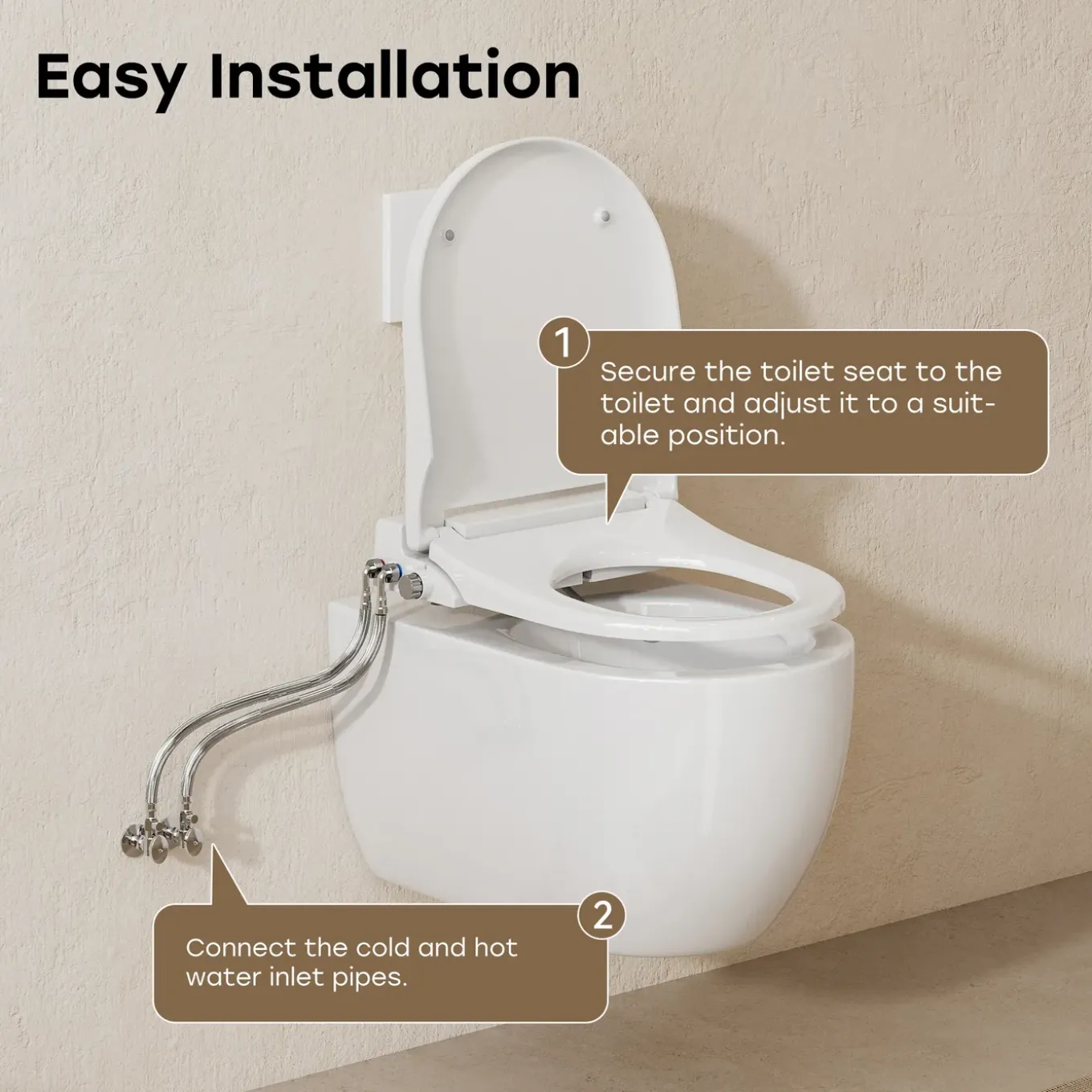 Horow - Wc-bril - Bidet - Soft Close - Zonder Elektriciteit - Glanzend Wit