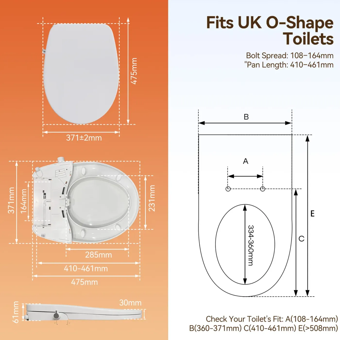 HOROW - Wc-bril - Bidet - Soft Close - Afklikbaar - Universeel - Wit