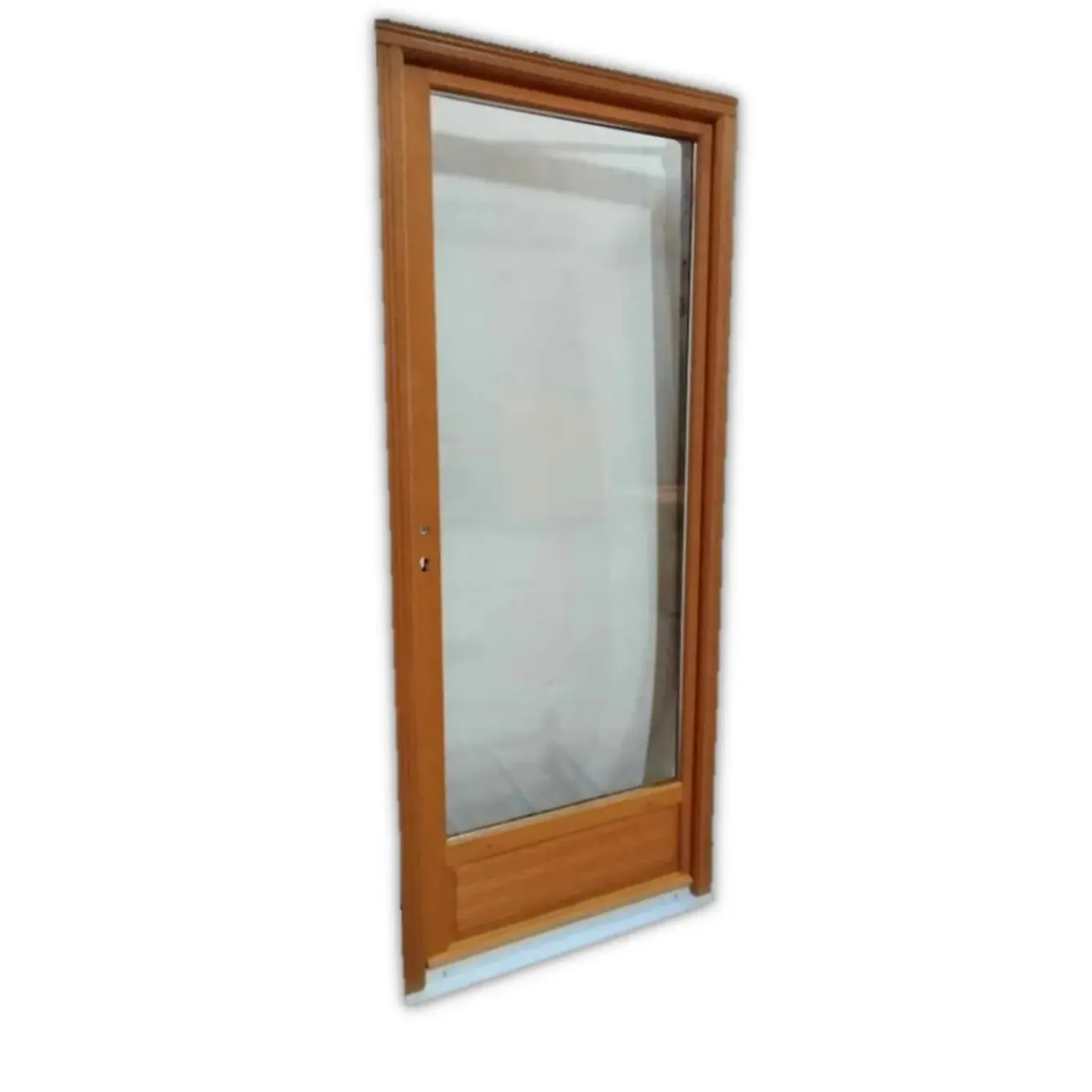 GD Menuiseries Houten Raamdeur 1 Vleugel H205 X L80 Linker Trekstang Ribbentafel