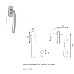 Houten Raam 1 Vleugel H105 X L60 Trek Rechts Ribben Paneel + Handgreep (ref 010220f9)