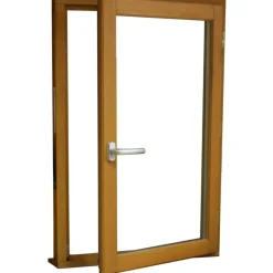 GD Menuiseries Houten Raam 1 Vleugel H95 X L50 Trek Rechts Ribben Paneel + Handgreep (ref 010220f9)