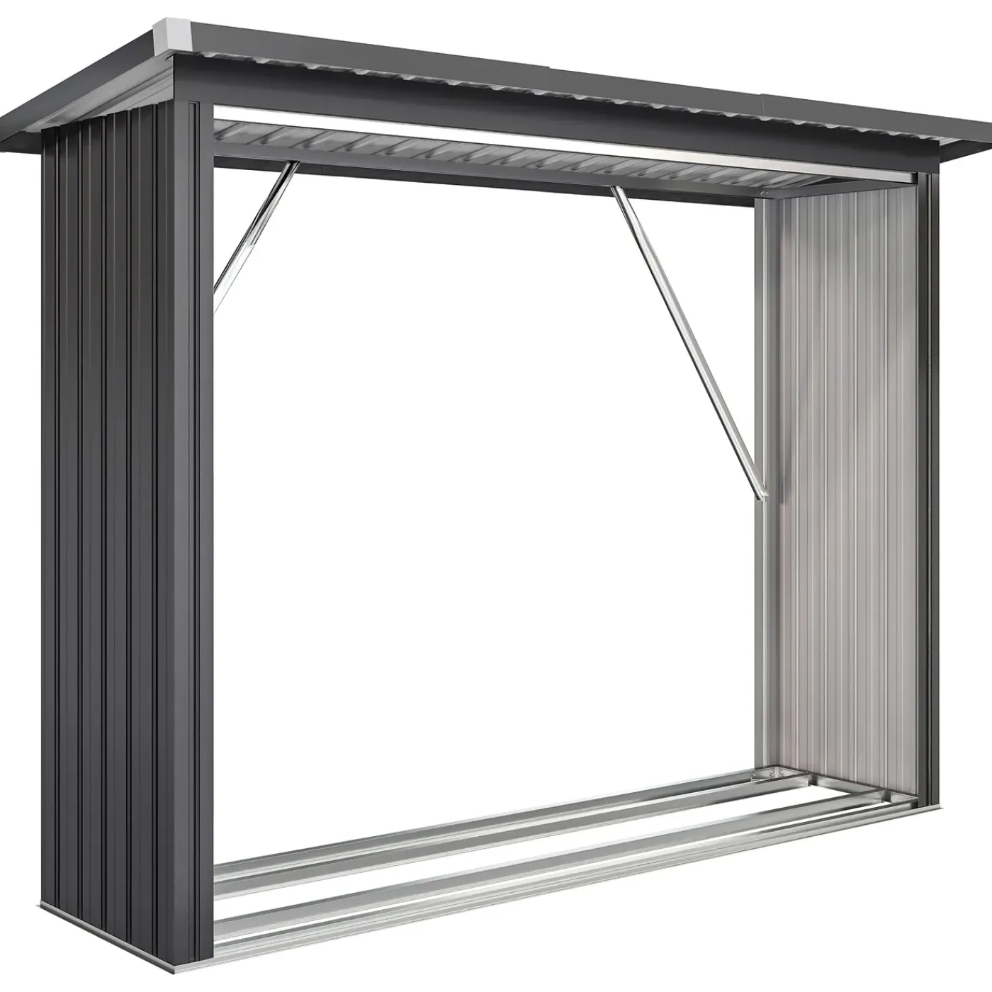 CollaHausse Houtopslag - Gegalvaniseerd Staal Donkergrijs - 213x66,5x150 Cm - Verhoogde Basis Hellend Dak